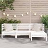 vidaXL Gartensofa 3-Sitzer mit Hocker Wei&szlig; Massivholz Kiefer