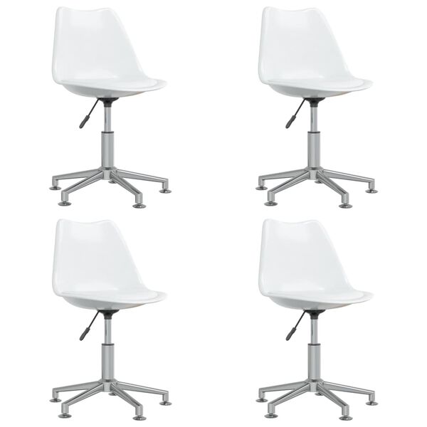 vidaXL Drehbare Esszimmerst&uuml;hle 4 Stk. Wei&szlig; Kunstleder