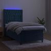 vidaXL Boxspringbett mit Matratze & LED Dunkelblau 90x190 cm Samt