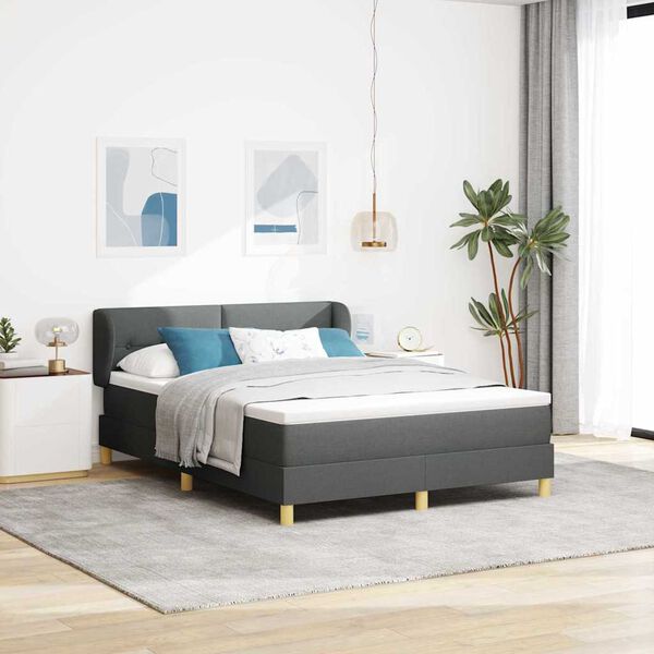 vidaXL Boxspringbett mit Matratze Dunkelgrau 140 x 200 cm Stoff