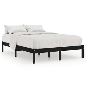 vidaXL Massivholzbett Schwarz Kiefer 140x190 cm
