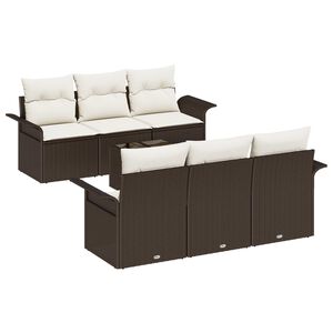 vidaXL Gartensofa-set mit Kissen 7 pcs Braun und Creme Poly-Rattan
