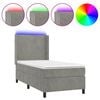 vidaXL Boxspringbett mit Matratze & LED Hellgrau 80x200 cm Samt