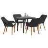 vidaXL Garten Essgruppe mit Kissen 5 pcs Schwarz Poly-Rattan