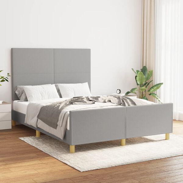 vidaXL Bettgestell ohne Matratze Hellgrau 140x190 cm Stoff