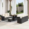 vidaXL Garten-Sofa-Set mit Kissen mit Speicher 9 pcs Schwarz und Creme