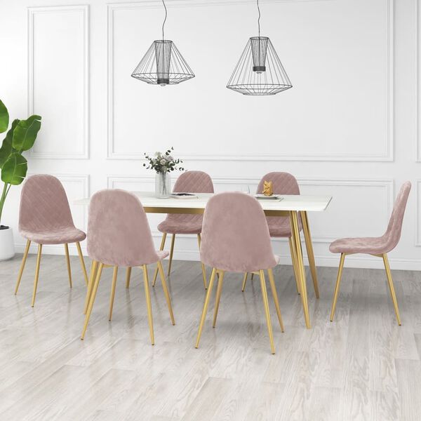 vidaXL Esszimmerst&uuml;hle 6 Stk. Rosa Samt