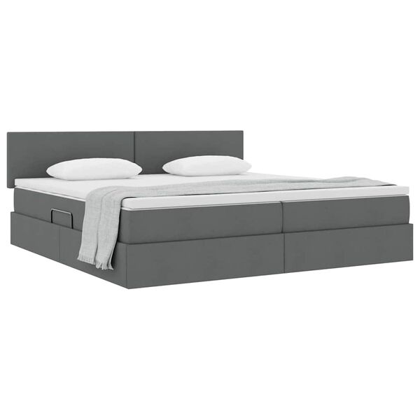 vidaXL Aufbewahrungsbett mit Matratze Dunkelgrau 200 x 200 cm