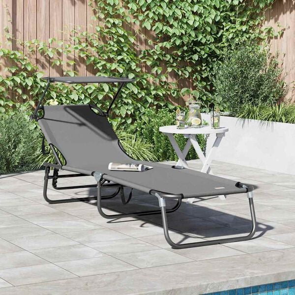vidaXL Klappbare Sonnenliege Grau 190 x 57 x 81 cm Oxford