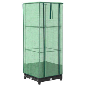 vidaXL Hochbeet mit Gew&auml;chshaus-Aufsatz Rattan-Optik 40x40x123 cm