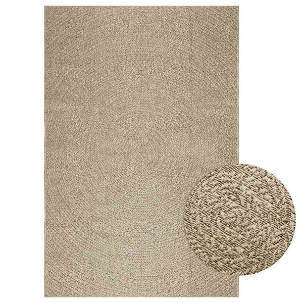 vidaXL Teppich ZIZUR Beige 160x230 cm Jute-Optik Indoor und Outdoor