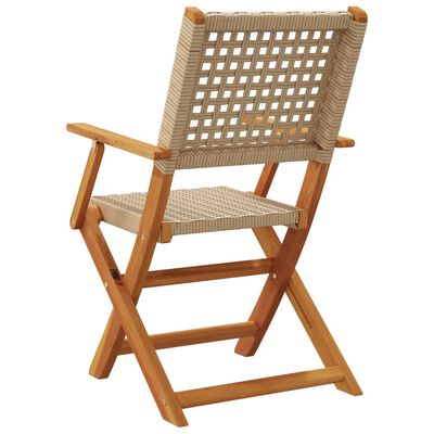 vidaXL Gartenstühle 2 Stk. Beige Massivholz Akazie und Poly Rattan