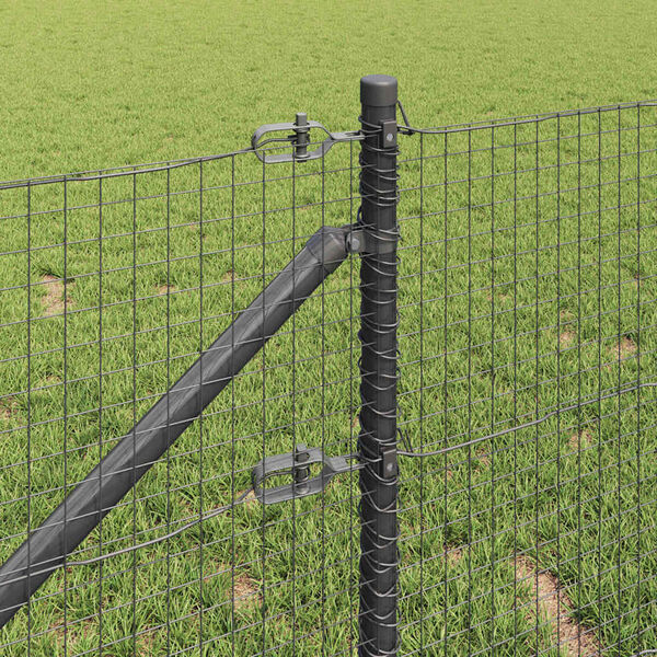 vidaXL Zaunpfosten Grau 50 x 0,6 m (25 x 25 mm Maschen) Stahl und PVC