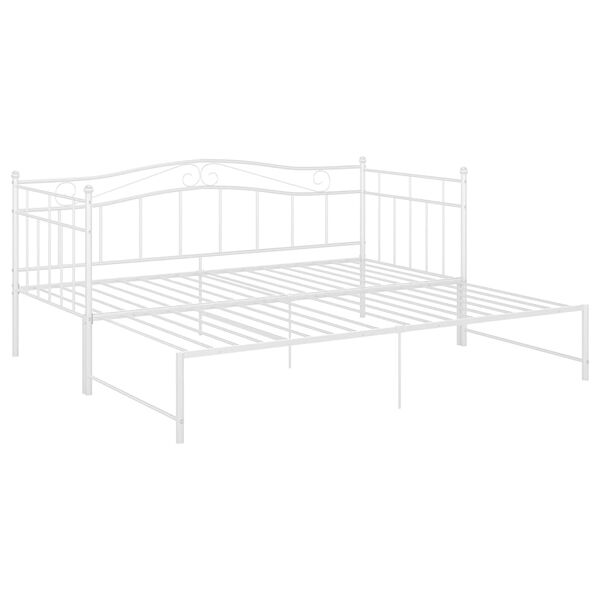 vidaXL Ausziehsofa Bettgestell Wei&szlig; Metall 90x200 cm