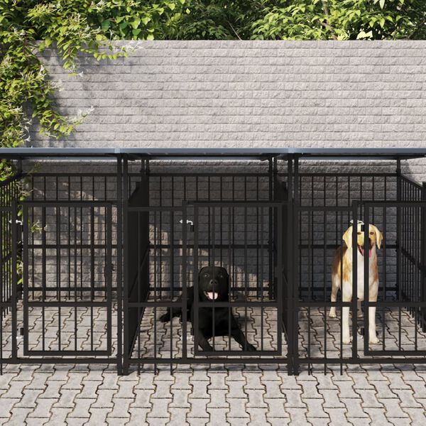 vidaXL Outdoor-Hundezwinger mit Dach Stahl 16,89 m&sup2;