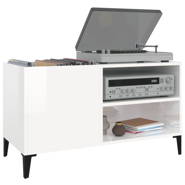 vidaXL Plattenschrank Hochglanz-Wei&szlig; 84,5x38x48 cm Holzwerkstoff
