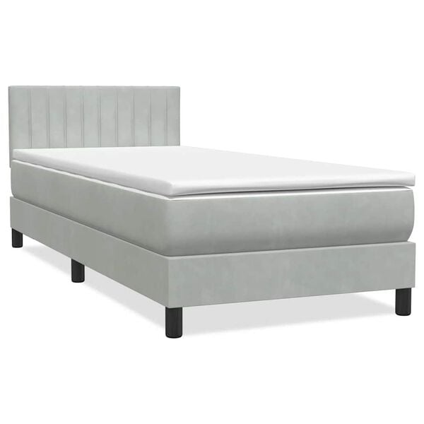 vidaXL Boxspringbett mit Matratze & LED Hellgrau 80x210 cm Samt