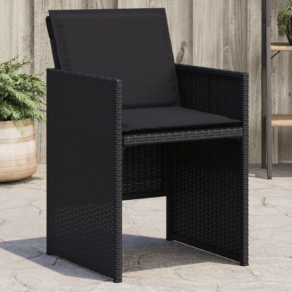 vidaXL Gartenstühle mit Kissen 4 Stk. Schwarz Poly Rattan