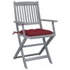 vidaXL Klappbare Gartenst&uuml;hle 2 Stk. mit Kissen Massivholz Akazie