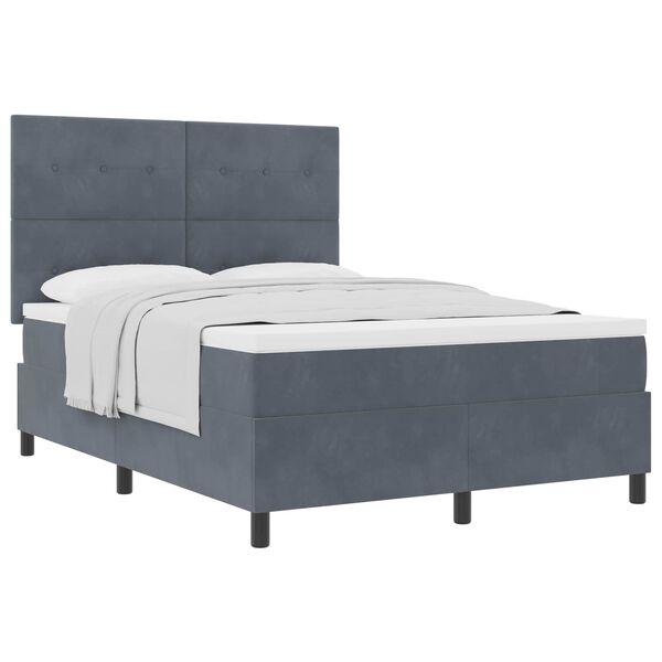 vidaXL Boxspringbett mit Matratze Dunkelgrau 140 x 190 cm Stoff