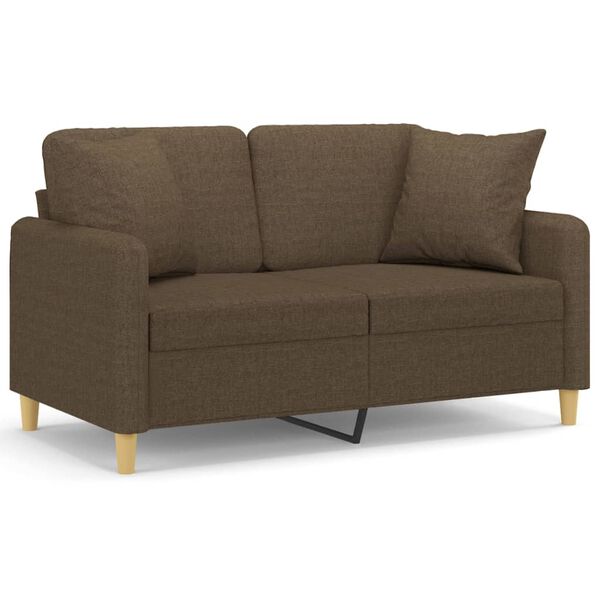 vidaXL 2-Sitzer-Sofa mit Kissen Braun 120 cm Stoff