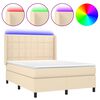 vidaXL Boxspringbett mit Matratze & LED Creme 140x200 cm Stoff