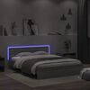 vidaXL Bettgestell mit Kopfteil LED-Beleuchtung Grau Sonoma 150x200 cm