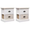 vidaXL Nachttische 2 Stk. Wei&szlig; und Natur 38&times;28&times;45 cm Paulownia-Holz