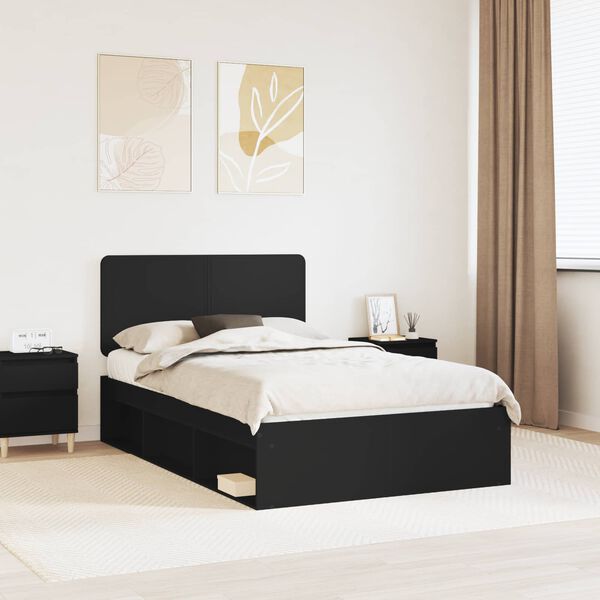 vidaXL Bettrahmen Schwarz 135 x 190 cm Massives Kiefernholz