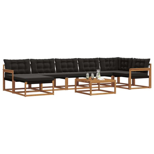 vidaXL Outdoor-Sofagarnitur mit Kissen 22 pcs Nat&uuml;rlich und Schwarz