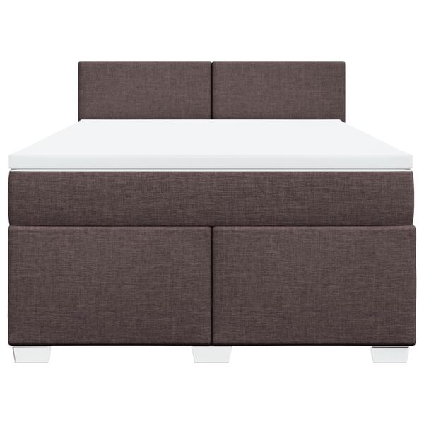 vidaXL Boxspringbett mit Matratze Dunkelbraun 160x200 cm Stoff