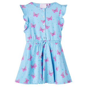 Kinderkleid mit Knöpfen Ärmellos Blau 128