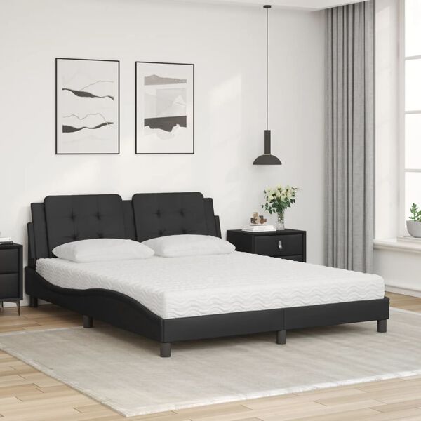 vidaXL Bett mit Matratze "Zadar" Schwarz 160x200 cm Kunstleder