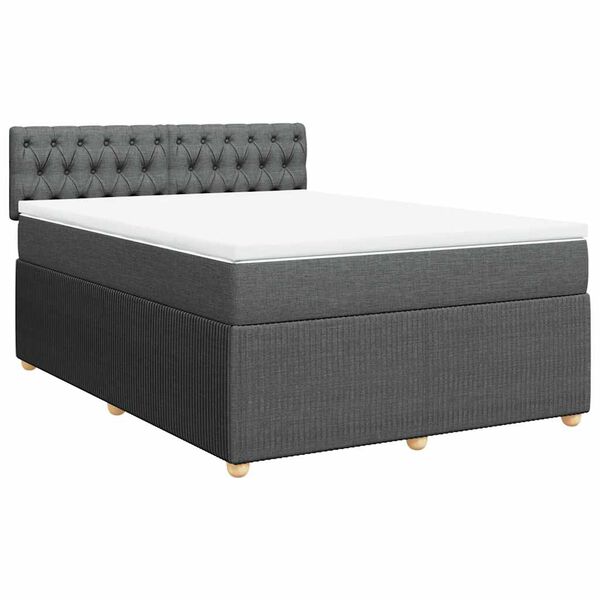 vidaXL Boxspringbett mit Matratze Dunkelgrau 160x200 cm Stoff