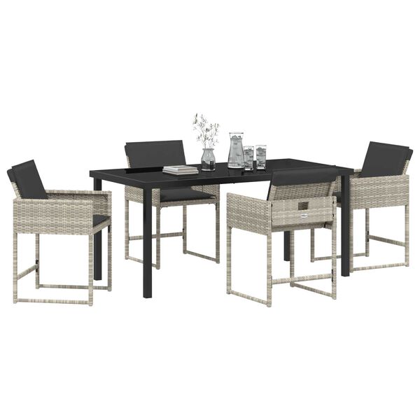 vidaXL Garten Essgruppe 5 pcs Hellgrau Poly-Rattan