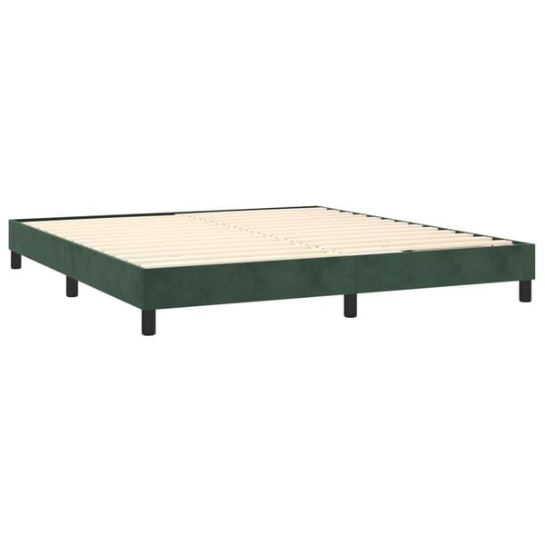 vidaXL Boxspringbett mit Matratze Dunkelgr&uuml;n 160x200 cm Samt