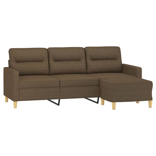 vidaXL 3-Sitzer-Sofa mit Hocker Braun 180 cm Stoff