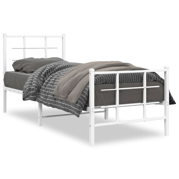vidaXL Bettgestell mit Kopf- und Fu&szlig;teil Metall Wei&szlig; 80x200 cm