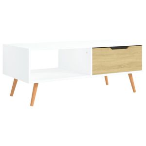 vidaXL Couchtisch Wei&szlig; und Sonoma-Eiche 100x49,5x43 cm Holzwerkstoff