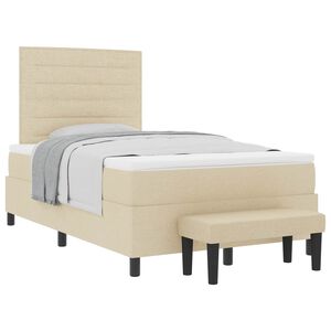 vidaXL Boxspringbett mit Kopfteil Creme 120 x 190 cm Stoff