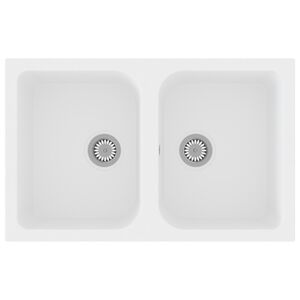 vidaXL K&uuml;chensp&uuml;le Quarz und Harz 76 x 48 x 30 cm Wei&szlig;