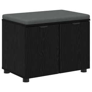 vidaXL Flurbank mit Kissen mit Regal Schwarze Eiche 60 x 38 x 46 cm