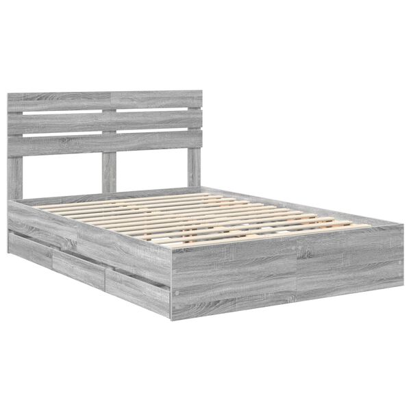 vidaXL Bettrahmen Graues Sonoma 140 x 200 cm Ingenieurs Holz