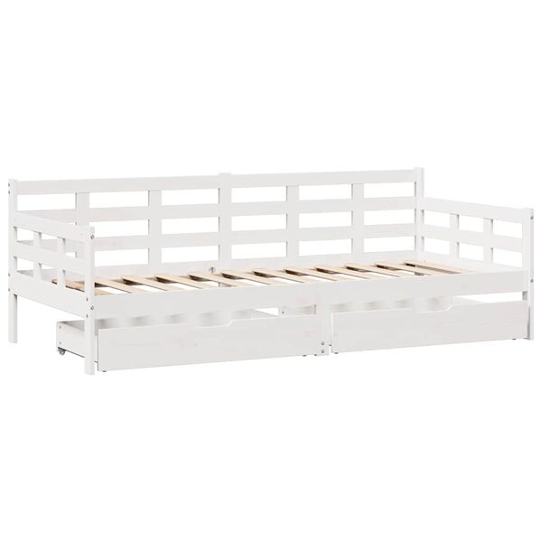 vidaXL Tagesbett mit Schubladen Wei&szlig; 90x190 cm Kiefernholz