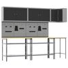 vidaXL Arbeitsschrankset mit Regal mit Schloss 10 pcs Schwarz und Grau