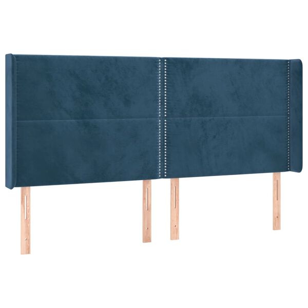 vidaXL LED Kopfteil Dunkelblau 203x16x118/128 cm Samt