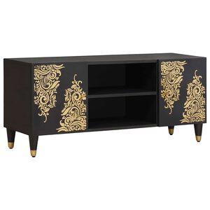 vidaXL TV-Schr&auml;nk mit Regal Schwarz 105 x 33 x 46 cm Massivholz Mango