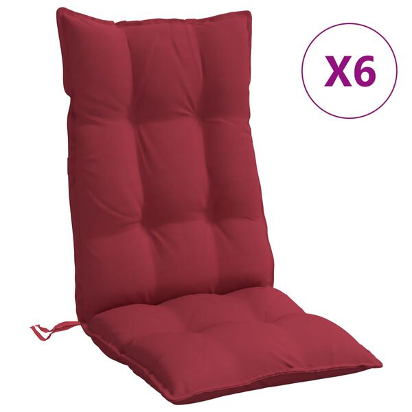 vidaXL Hochlehner-Auflagen 6 Stk. Weinrot Oxford-Gewebe