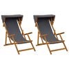 vidaXL Liegestuhl 2 pcs 3 Position Massives Eukalyptus Holz Grau