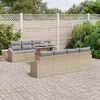vidaXL Garten-Sofa-Set mit Kissen mit Speicher 9 pcs Beige Poly-Rattan